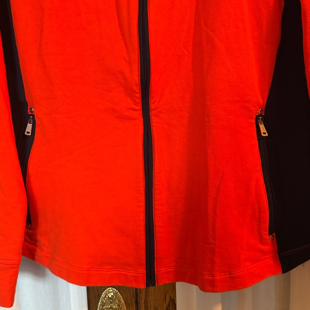 Lauren Ralph Lauren Active Orange Red Navy Blue Colorblock Zip Front Jacket - Picture 5 of 11